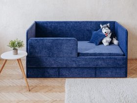 Диван-кровать Happy (синий) в Айхале - ajhal.mebel-nsk.ru | фото