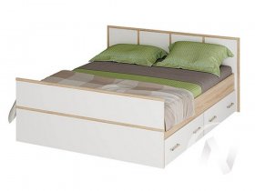 Двуспальная кровать 1,4м Сакура (дуб сонома/белый) в Айхале - ajhal.mebel-nsk.ru | фото