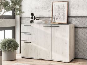 Комод Стандарт-3 NEW (дуб крафт белый) в Айхале - ajhal.mebel-nsk.ru | фото