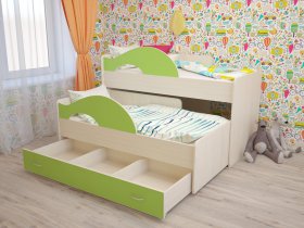 Кровать детская двухуровневая Радуга 80*160 в Айхале - ajhal.mebel-nsk.ru | фото