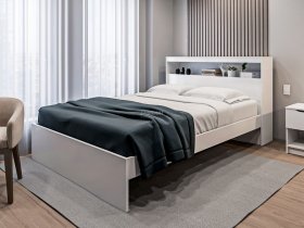 Кровать двуспальная 1,6м Бруклин СБ-3356 (белый) в Айхале - ajhal.mebel-nsk.ru | фото