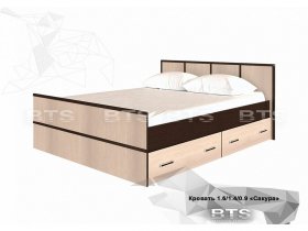 Кровать двуспальная с ящиками 1,4м Сакура (BTS) в Айхале - ajhal.mebel-nsk.ru | фото