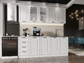Кухонный гарнитур Агава 2,0 м (акация белая) в Айхале - ajhal.mebel-nsk.ru | фото