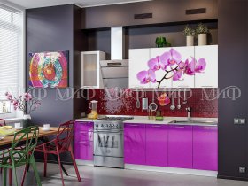 Кухонный гарнитур Орхидея (фиолетовый) в Айхале - ajhal.mebel-nsk.ru | фото