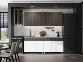 Кухонный гарнитур София (2,0м) (бланж/графит матовый) в Айхале - ajhal.mebel-nsk.ru | фото