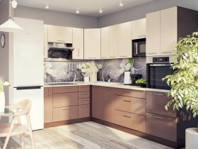 Модульная кухня Классика (ваниль/шоколад) в Айхале - ajhal.mebel-nsk.ru | фото