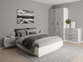 Модульная спальня Гамма (белый/цемент) в Айхале - ajhal.mebel-nsk.ru | фото