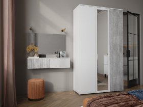 Модульная спальня Ливерпуль (белый/бетон светлый) в Айхале - ajhal.mebel-nsk.ru | фото