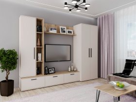 Модульная стенка Верона (сатин/дуб крафт серый) в Айхале - ajhal.mebel-nsk.ru | фото