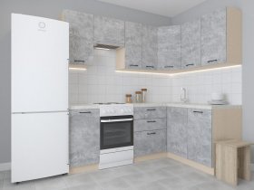 Модульная угловая кухня 1,4м*2,1м Лада (цемент) в Айхале - ajhal.mebel-nsk.ru | фото