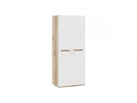 Шкаф двухстворчатый для одежды «Фьюжн» (белый глянец/дуб делано) в Айхале - ajhal.mebel-nsk.ru | фото