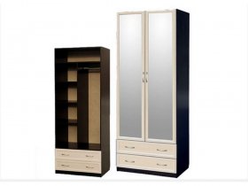 Шкаф двухстворчатый с ящиками с 2-мя зеркалами  (профиль МДФ) в Айхале - ajhal.mebel-nsk.ru | фото