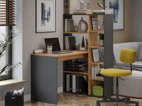 Стол письменный тип 16 (дуб крафт золотой/графит серый) в Айхале - ajhal.mebel-nsk.ru | фото