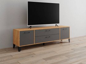 Тумба под ТВ Парус-13 (дуб крафт золотой/графит серый) в Айхале - ajhal.mebel-nsk.ru | фото